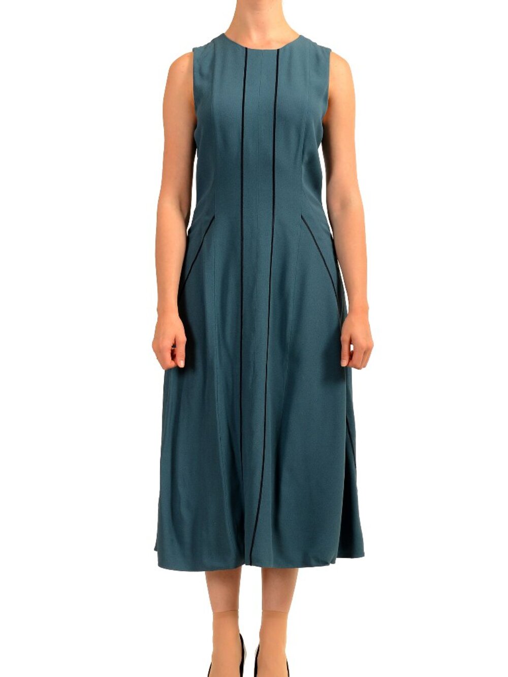 Hugo Boss Women's "Dimasia" Teal Blue A-Line Sleeveless Dress US 4 IT 40